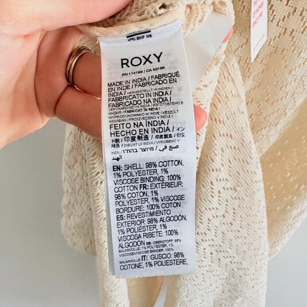 Roxy Beach Journey Knit Crochet Dress NWT Cream Size Small - Picture 13 of 13